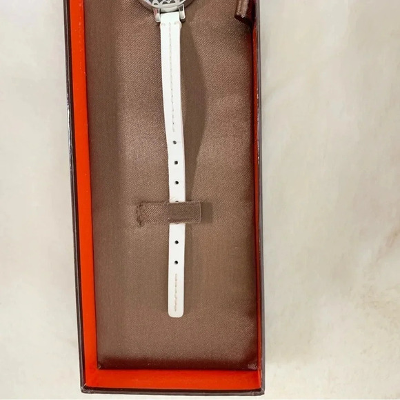 Coach Bridgit Wrist Watch White Patent Leather Silver Stainless Steel Y2k 2000s - Picture 10 of 11